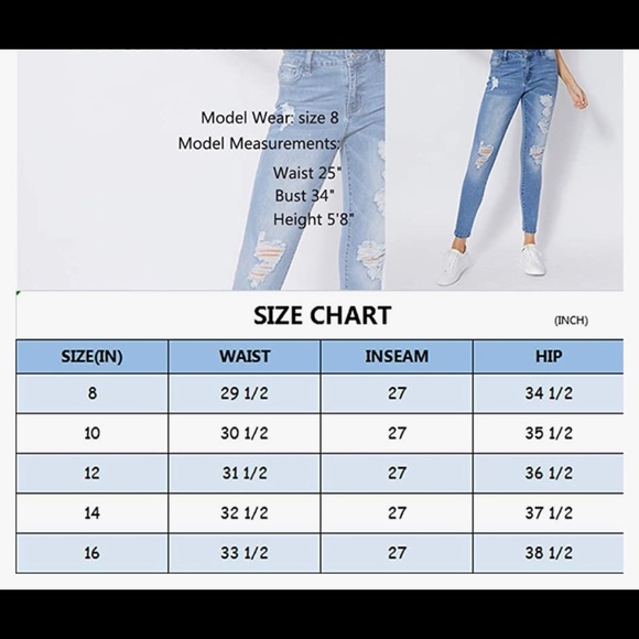 Ripped Distressed Destroyed Skinny blue Jeans - Picture 10 of 10